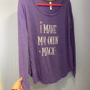 Xhilaration Purple Long Sleeve Sleep Tee with Motivational Print